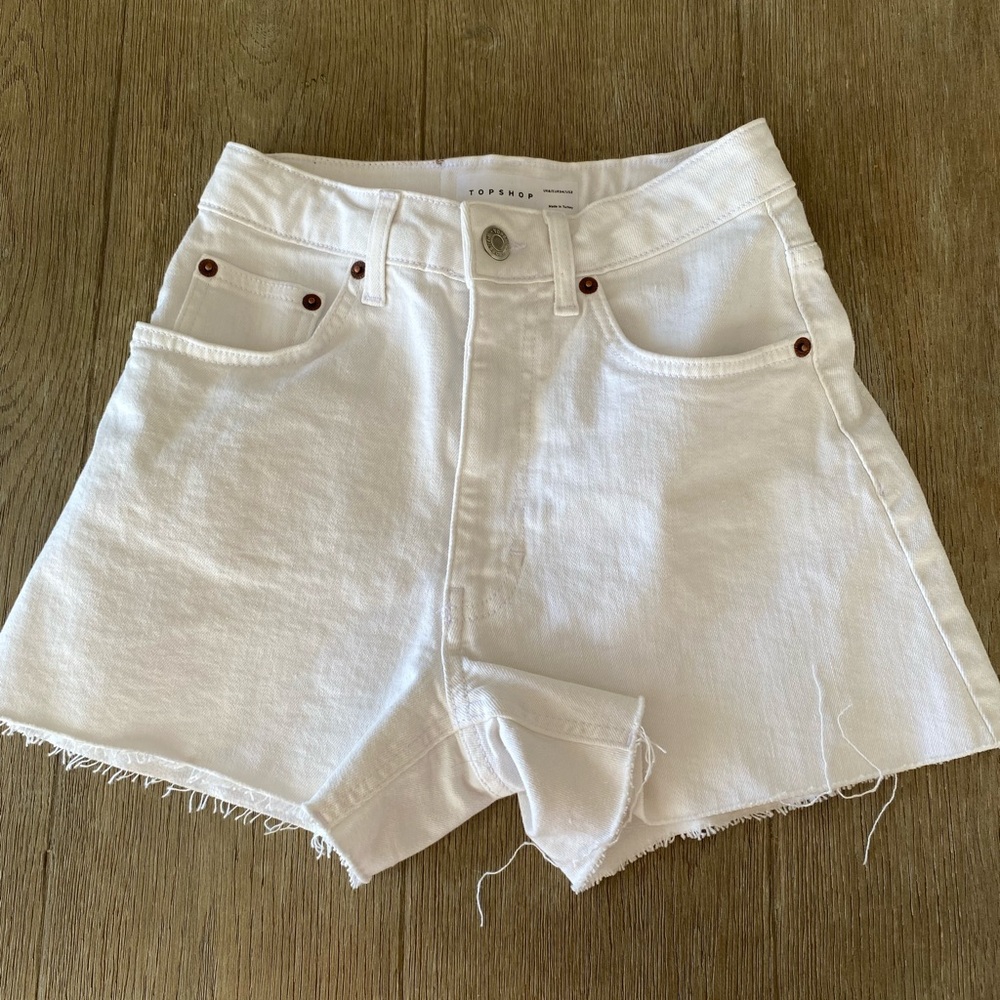 Topshop Women's White Denim Shorts